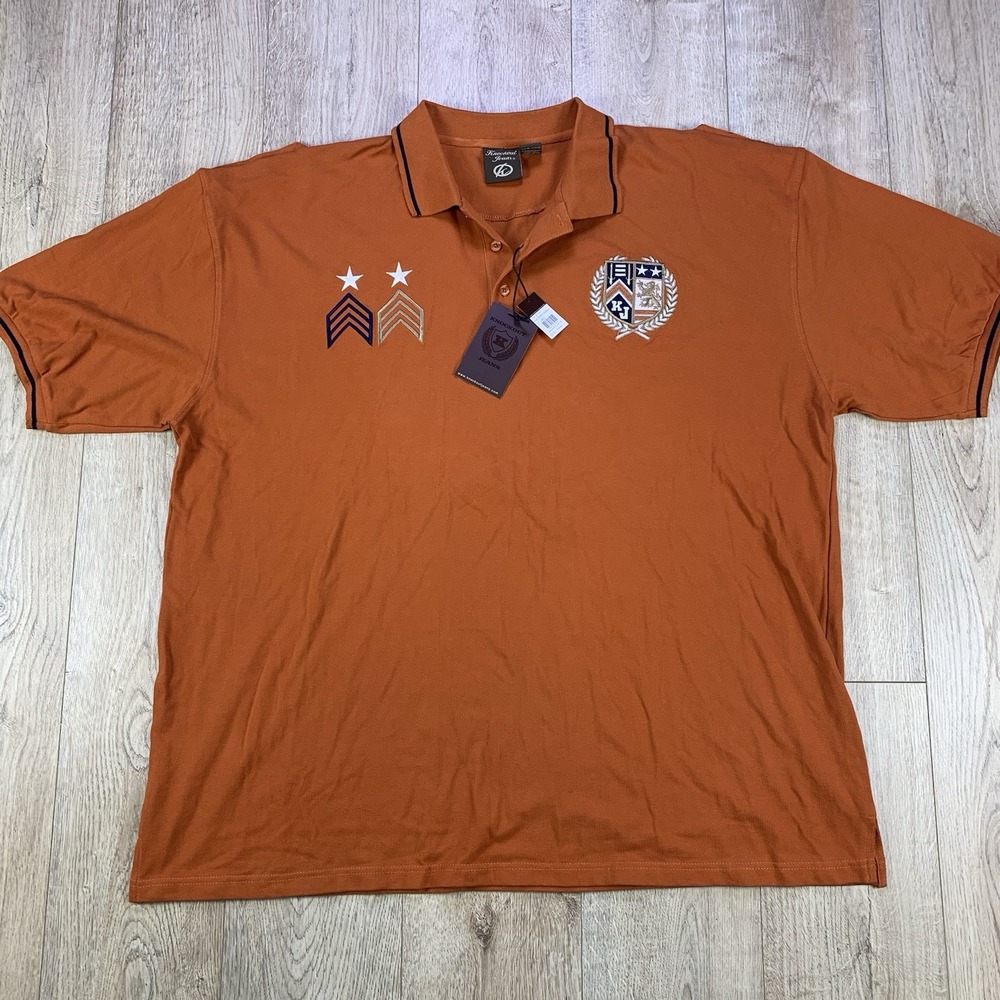 New Knockout Jeans Crested Burnt Orange Polo Large Embroidery Men Size 4XLB Big